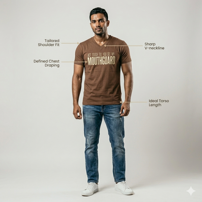 MMA Community Tshirt - Act Tough Till You See My Mouthguard – Oversized Fit Brown Tee (240 GSM)